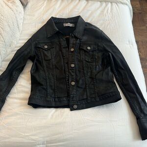 Black leather jean jacket
